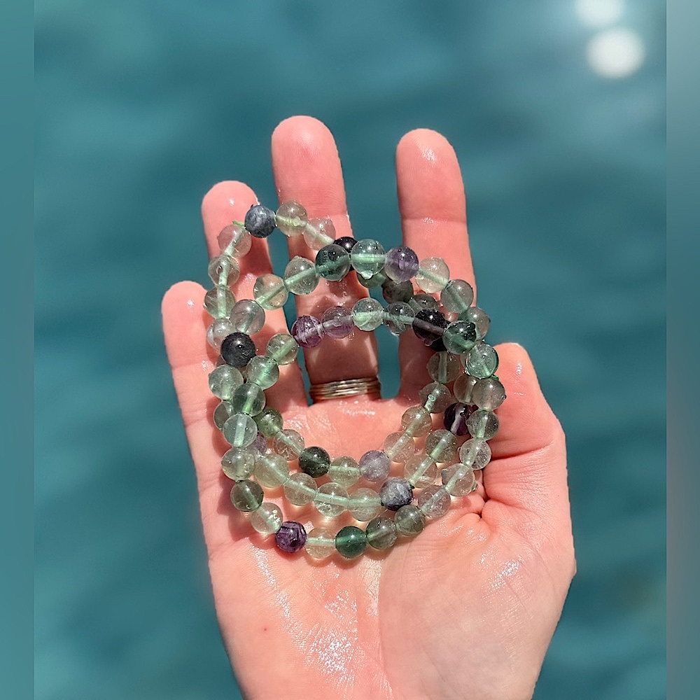 Authentic Fluorite Precious Gemstone Crystal Beaded Bracelet
